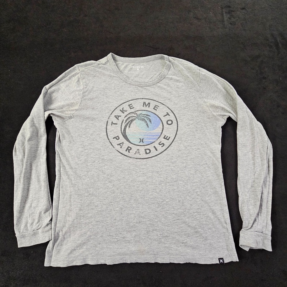Hurley Take Me To Paradise Gray Long Sleeve Cotton Blend‎ T-Shirt Women's S